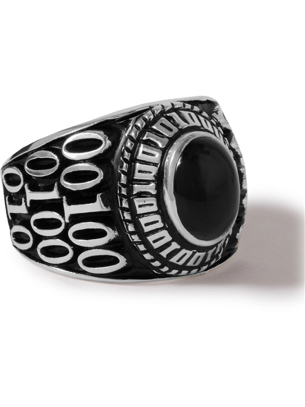 Photo: Jam Homemade - College Burnished Sterling Silver and Glass Ring - Black