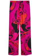Pucci Printed Straight-leg Silk Trousers Pink