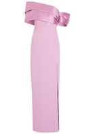Solace London Alexis Off-the-shoulder Crepe Maxi Dress Lilac