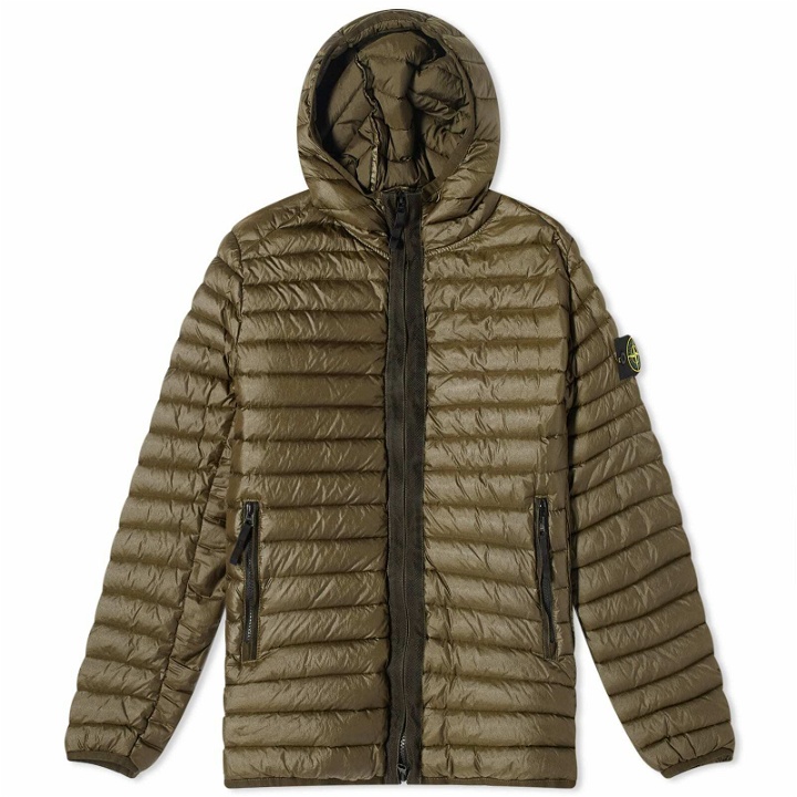 Photo: Stone Island Men's Lightweight Hooded Down Jacket in Olive