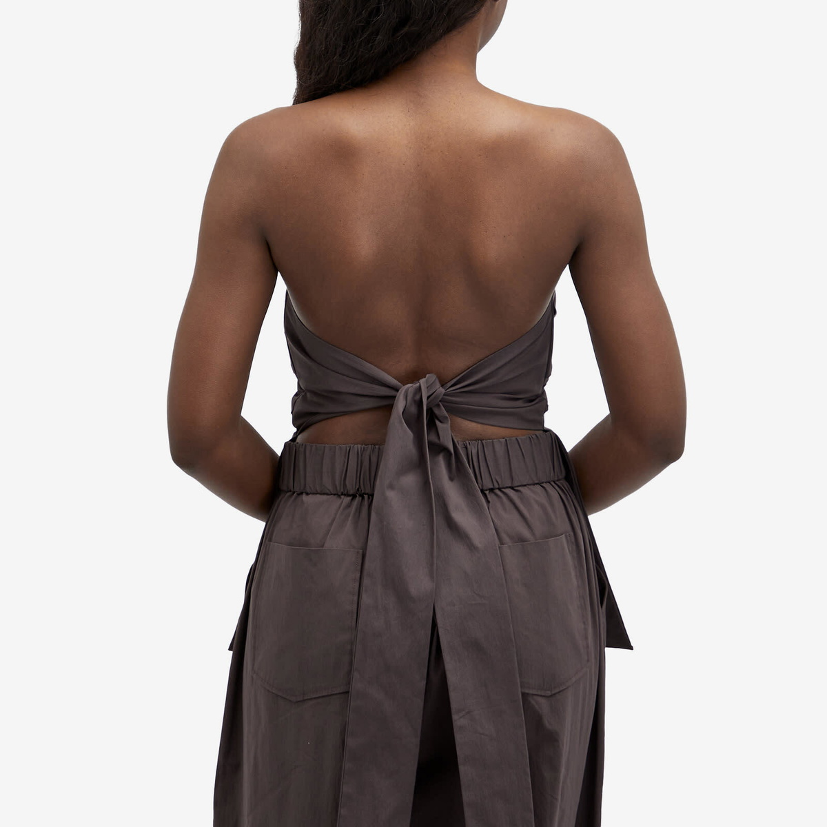 ST. Agni Women's Strapless Tie Back Top in Chocolate Plum St. Agni