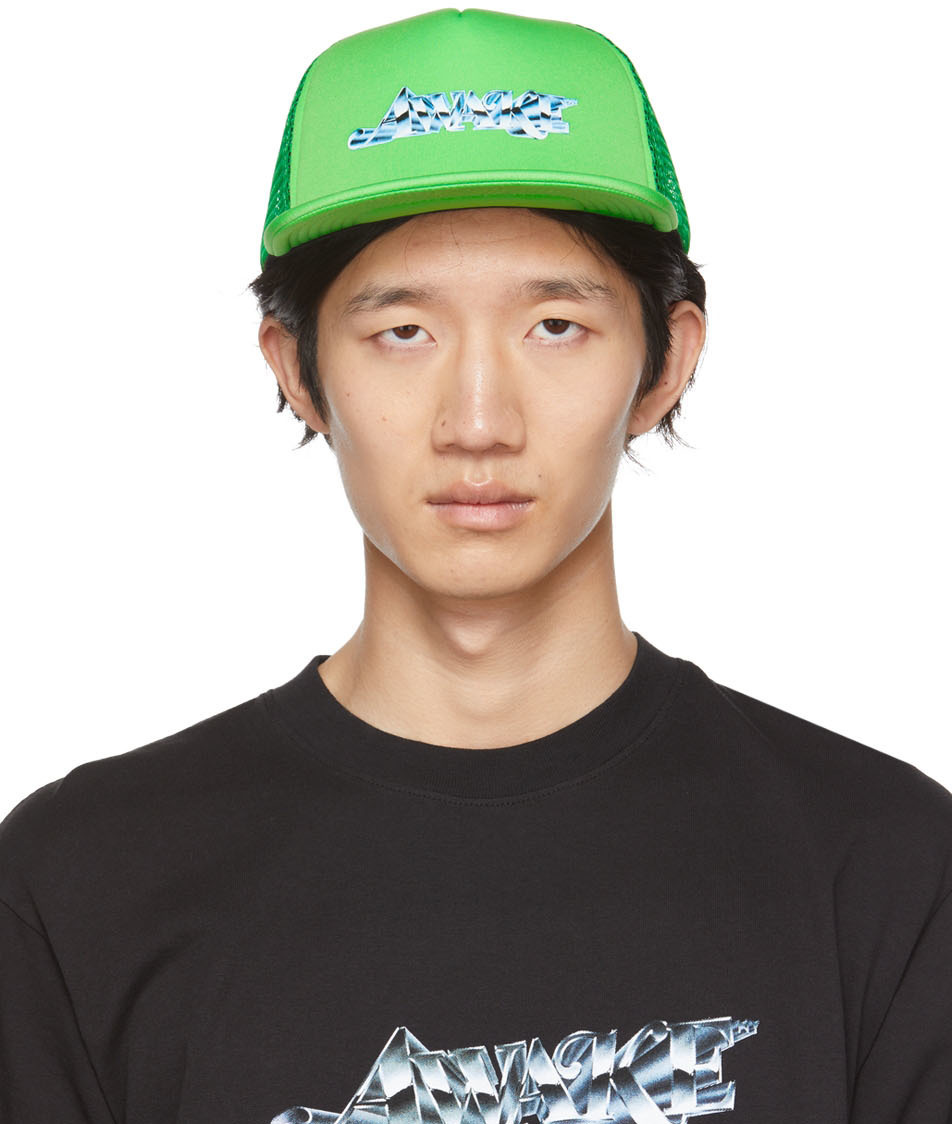 Awake NY Green Chrome Logo Trucker Cap