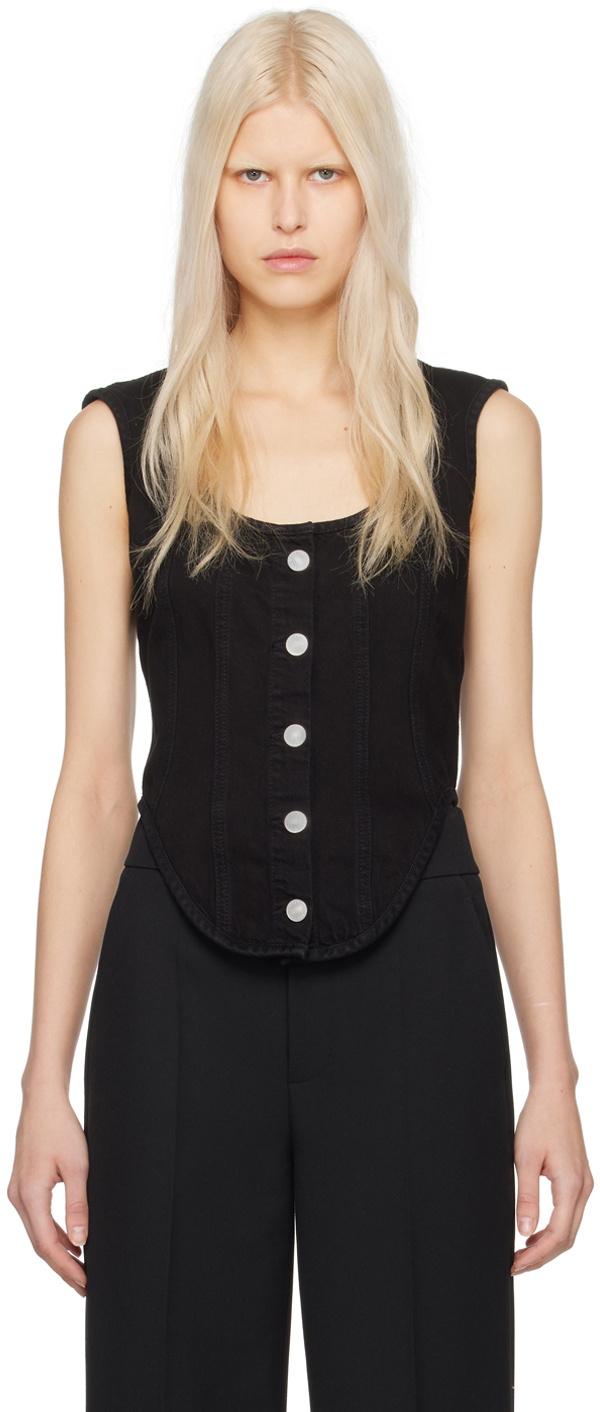 FRAME Black Bustier Tank Top