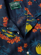 GITMAN VINTAGE - Camp-Collar Printed Recycled TENCEL Shirt - Blue