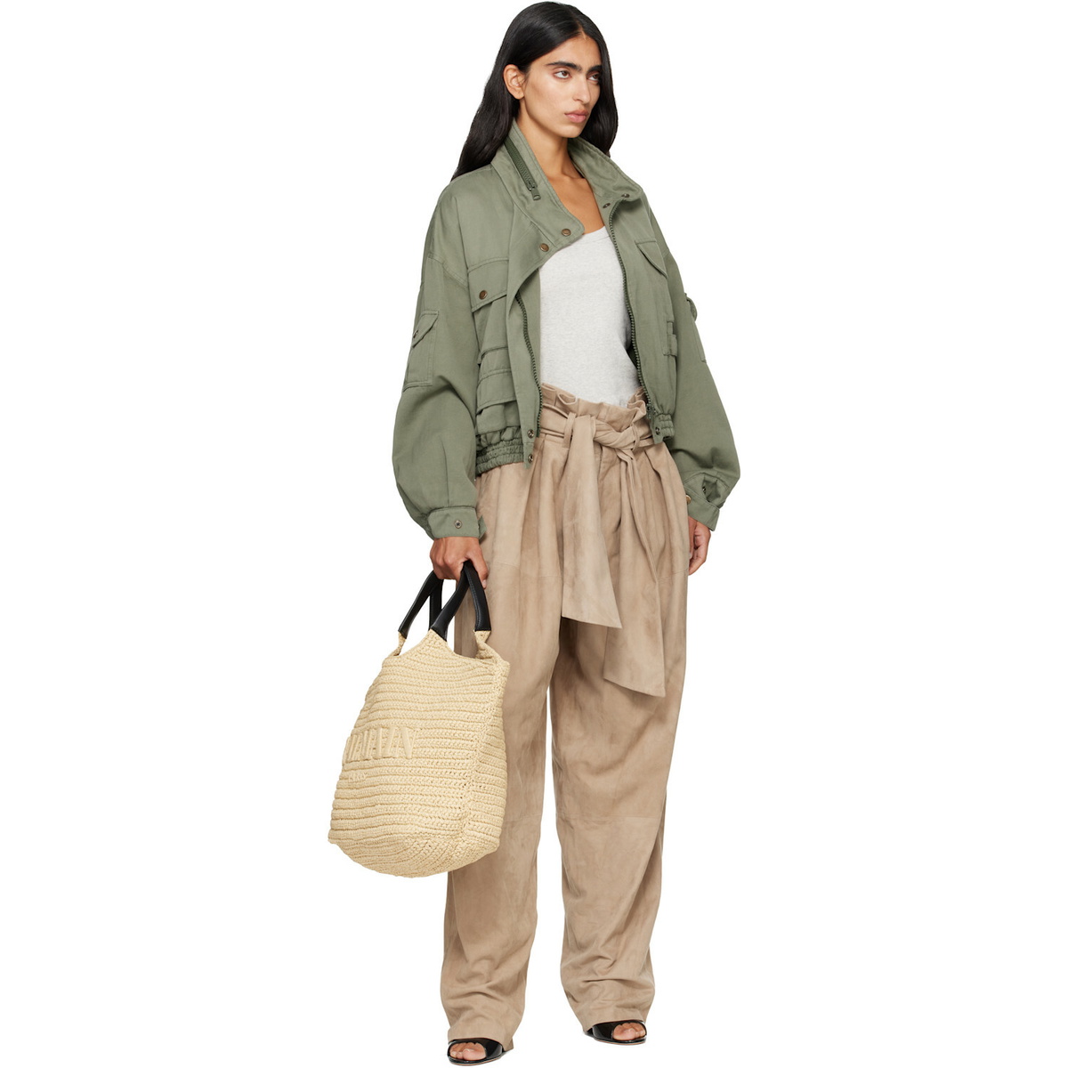 BALMAIN Beige 'BALMAIN' Crochet Tote