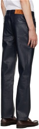 Séfr Navy Sako Faux-Leather Trousers