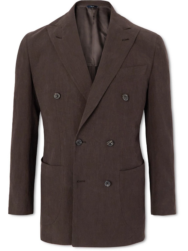 Photo: Thom Sweeney - Double-Breasted Linen Suit Jacket - Brown