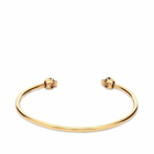Alexander McQueen Men's Thin Twin Skull Bracelet in Gold