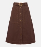 Moncler Belted denim midi skirt