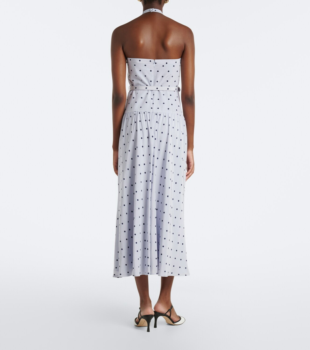 Alessandra Rich Belted polka-dot halterneck silk midi dress