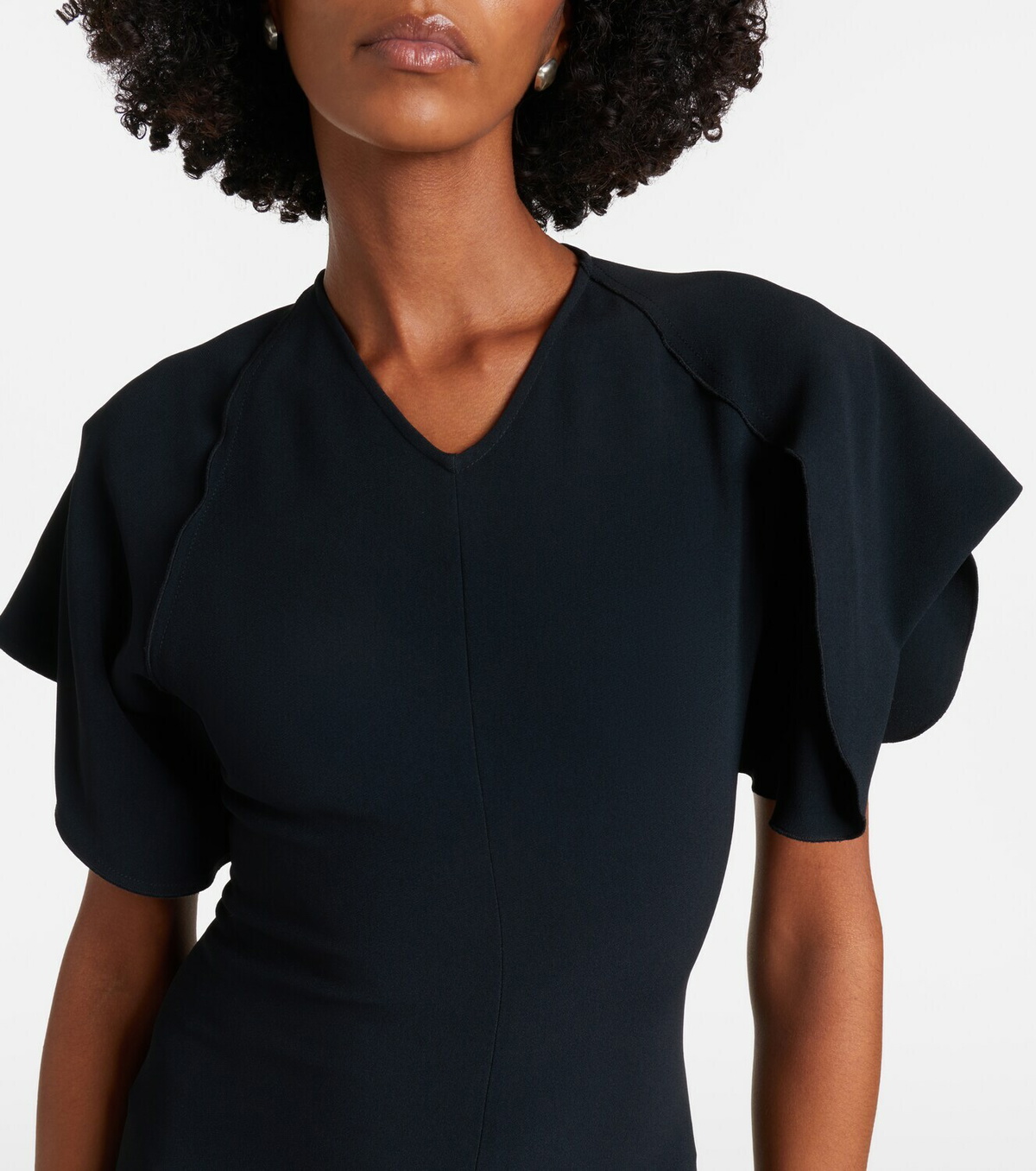 Victoria Beckham Asymmetric draped cady midi dress