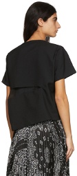 Sacai Black Wool Paneled T-Shirt