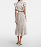 Self-Portrait Belted polka-dot pleated midi dress