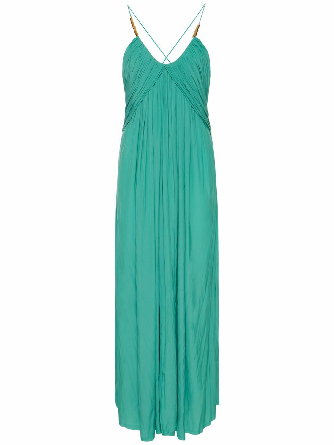 LANVIN - Cross-back Strap Charmeuse Long Dress Lanvin