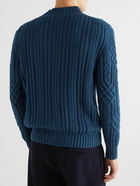 Loro Piana - Ribbed Cable-Knit Cashmere Rollneck Sweater - Blue