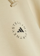 Adidas X Stella Mccartney Hooded Half-zip Cotton-blend Sweatshirt Beige