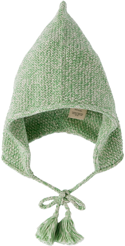 Photo: Misha & Puff Baby Green & White Cottonseed Bonnet