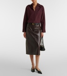 'S Max Mara Leather midi skirt