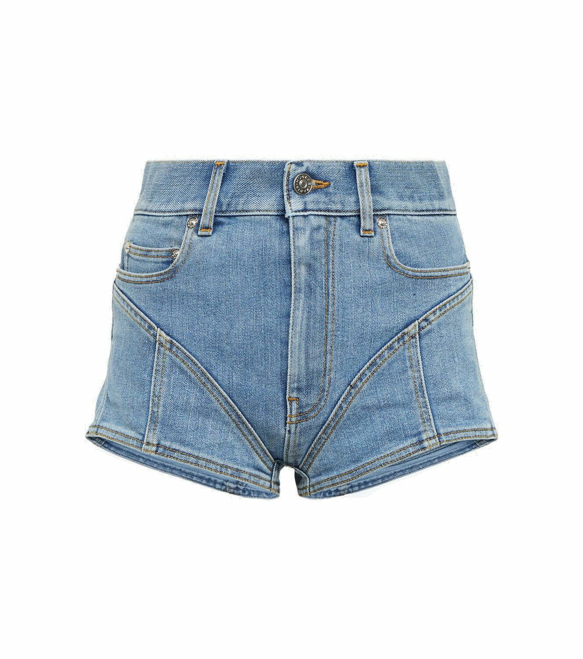 Mugler Spiral high-waisted denim shorts Mugler