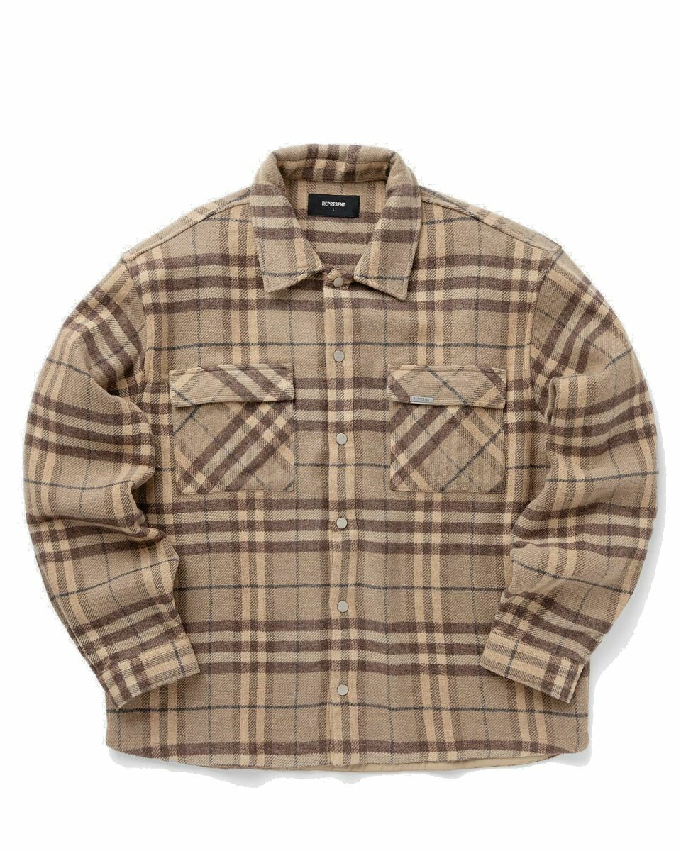 Photo: Represent Intial Print Flannel Shirt Brown - Mens - Overshirts