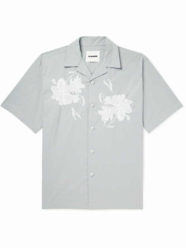 Photo: Jil Sander - Embroidered Cotton-Poplin Shirt - Gray