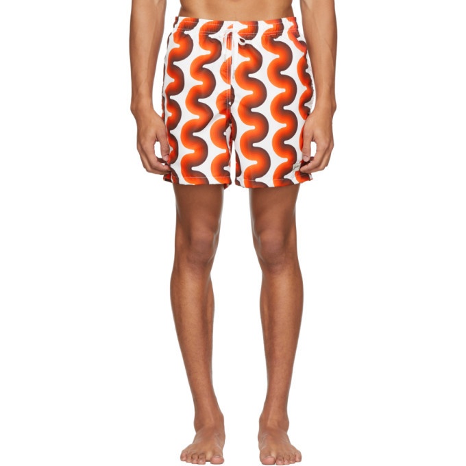 Photo: Bather Orange Gradient Wave Pattern Swim Shorts