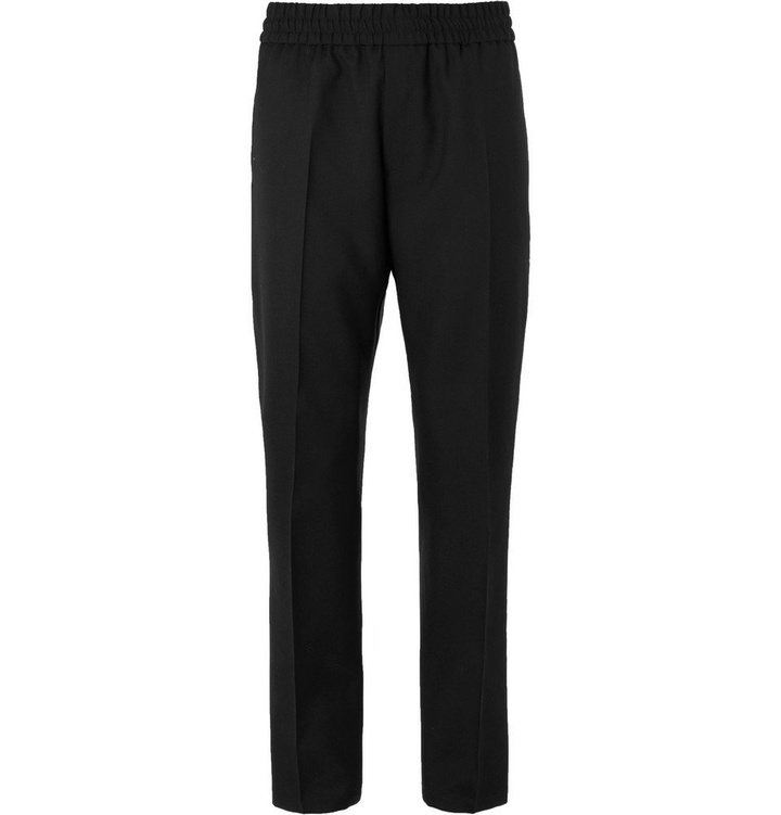 Photo: Givenchy - Black Logo-Embroidered Wool-Twill Trousers - Men - Black