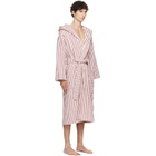 Tekla Pink & Off-White Terry Hooded Bathrobe