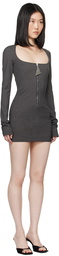 The Attico Gray Half-Zip Minidress