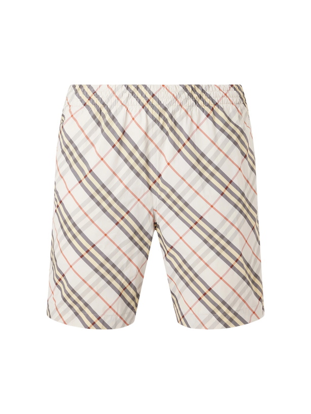 Photo: Burberry - Treston Straight-Leg Mid-Length Checked Swim Shorts - Neutrals