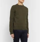 SAINT LAURENT - Slim-Fit Distressed Ribbed Cotton Sweater - Green