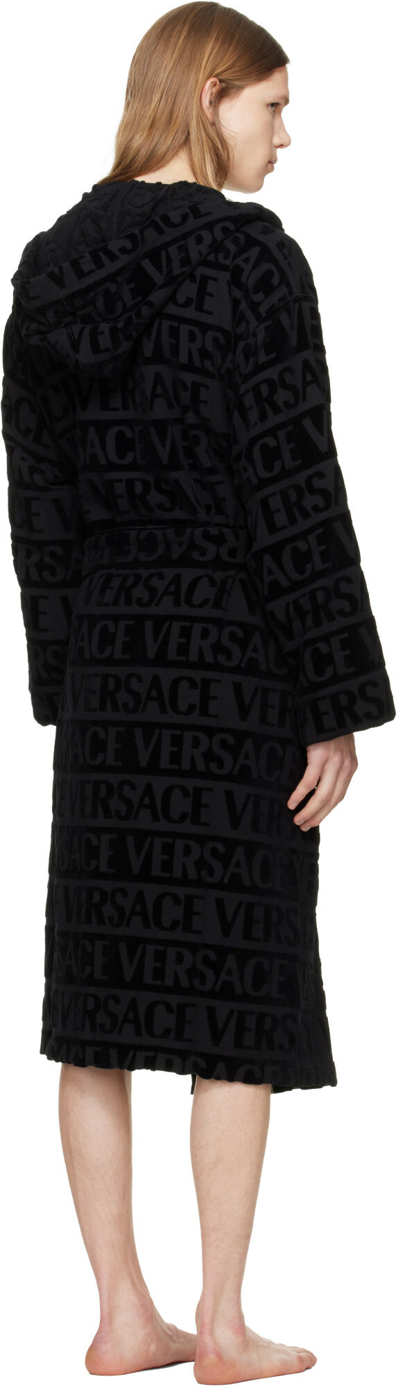 Versace Black 'Versace Allover' Bathrobe
