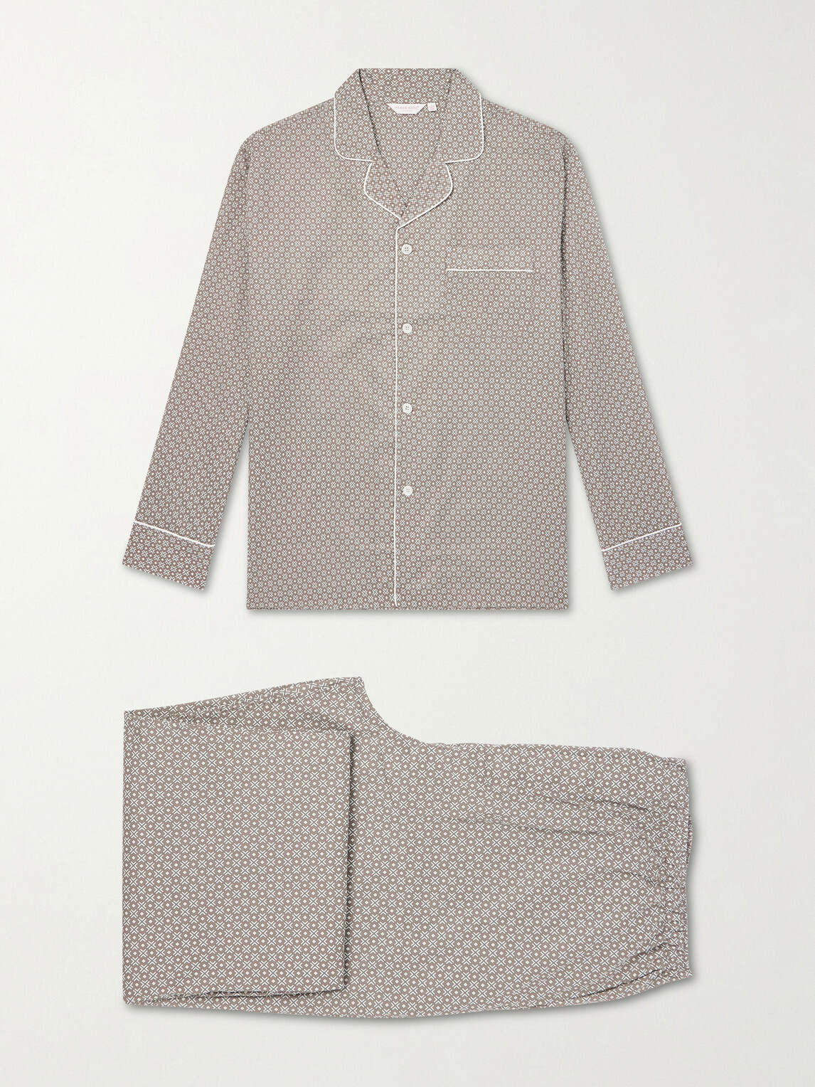 Derek Rose - Ledbury 96 Printed Cotton-Poplin Pyjama Set - Brown