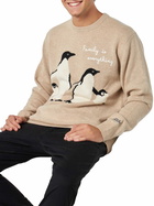 MC2 Saint Barth Man Sweater With Penguins Print And Family Is Everything Embroidery
