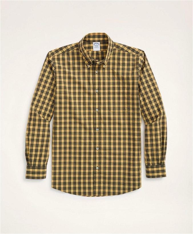 Photo: Brooks Brothers Men's Regent Regular-Fit Original Broadcloth Sport Shirt, Tartan | Yellow