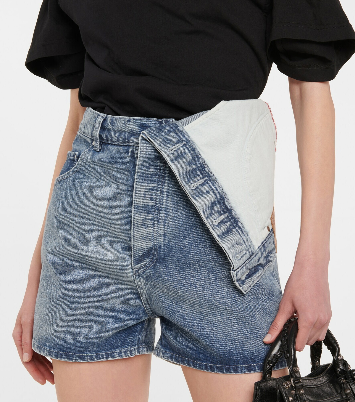 Y/Project - Asymmetric high-rise denim shorts Y/Project
