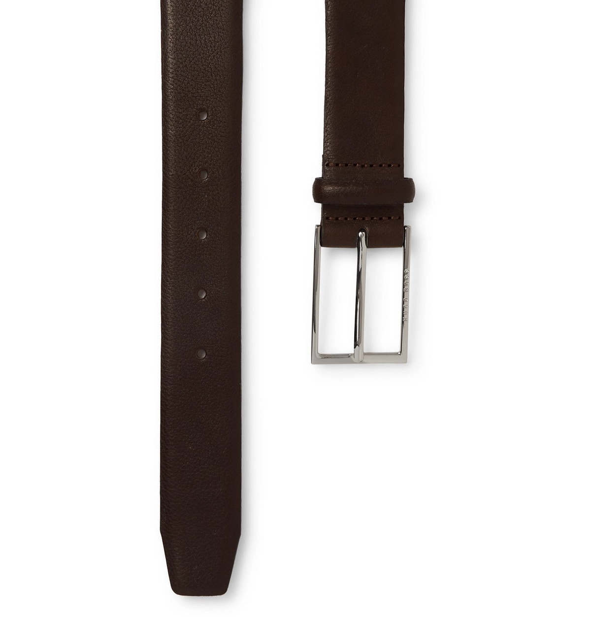 HUGO - Grained-leather belt with logo buckle