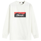 Nanga Men's Long Sleeve Eco Hybrid Box Logo T-Shirt in White