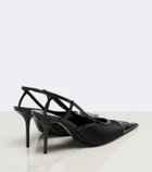 Saint Laurent Renée satin and leather slingback pumps