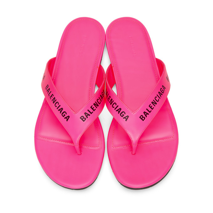 Balenciaga Pink Logo Thong Sandals Balenciaga