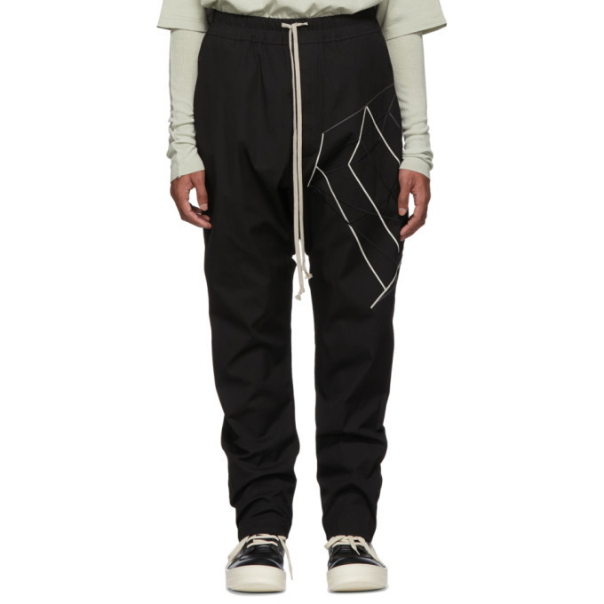 Photo: Rick Owens Black Drawstring Embroidered Long Trousers