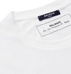 Balmain - Slim-Fit Metallic Logo-Print Cotton-Jersey T-Shirt - White