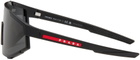Prada Eyewear Black Linea Rossa Shield Sunglasses