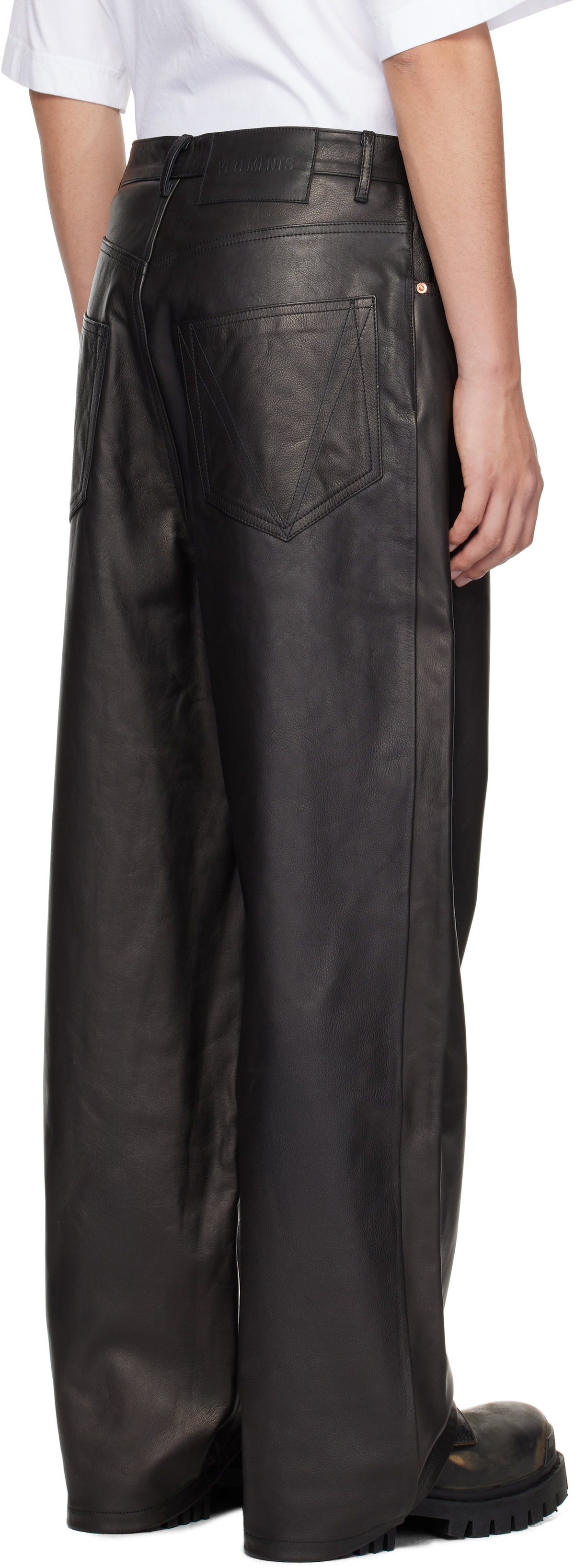VETEMENTS Black Grained Leather Pants