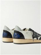 Golden Goose - Ball Star Distressed Leather and Shell Sneakers - Black