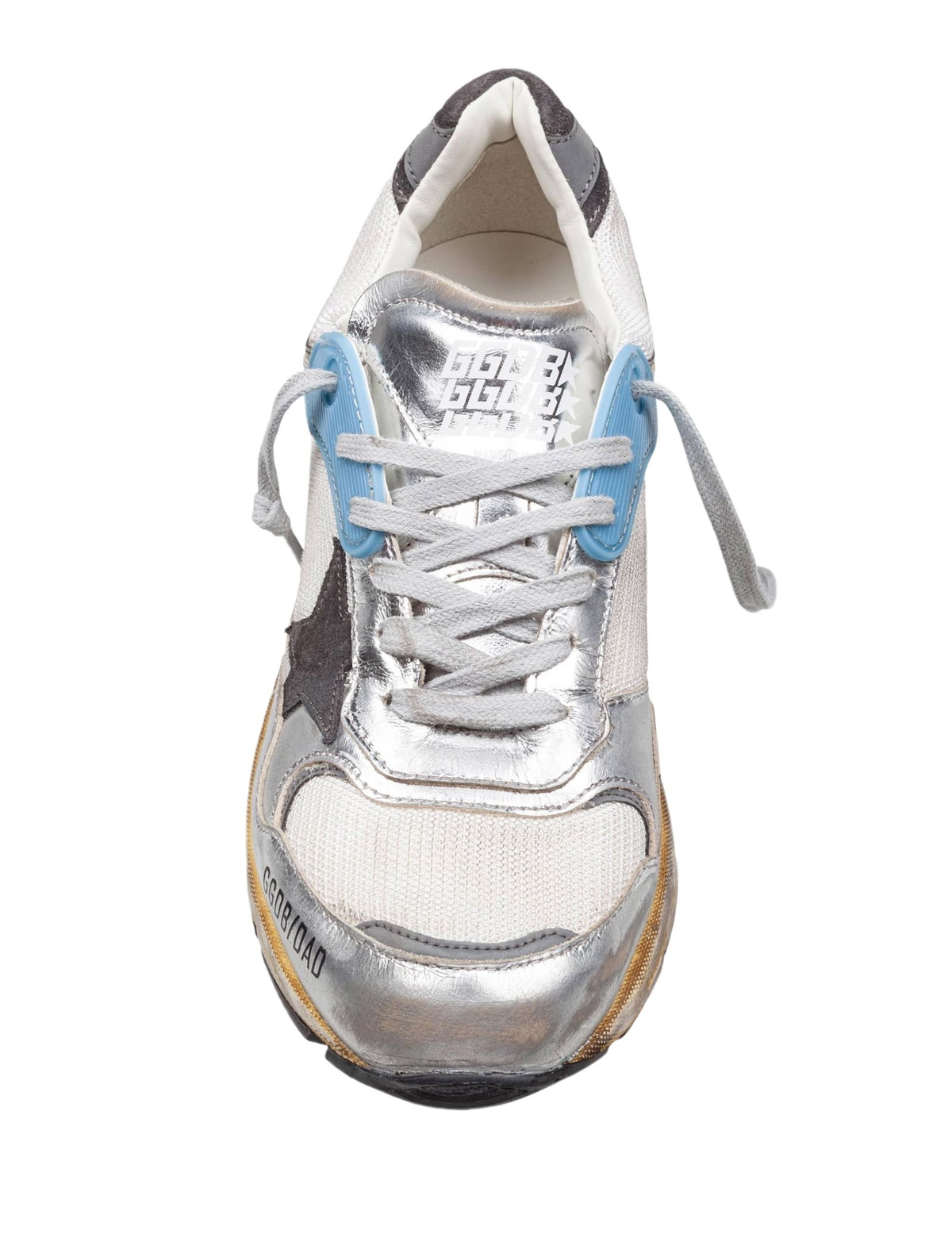 Golden Goose Dad-star Sneakers In Mesh And Laminated Leather Color Grey And Blackrunning