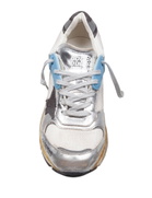 Golden Goose Dad-star Sneakers In Mesh And Laminated Leather Color Grey And Blackrunning