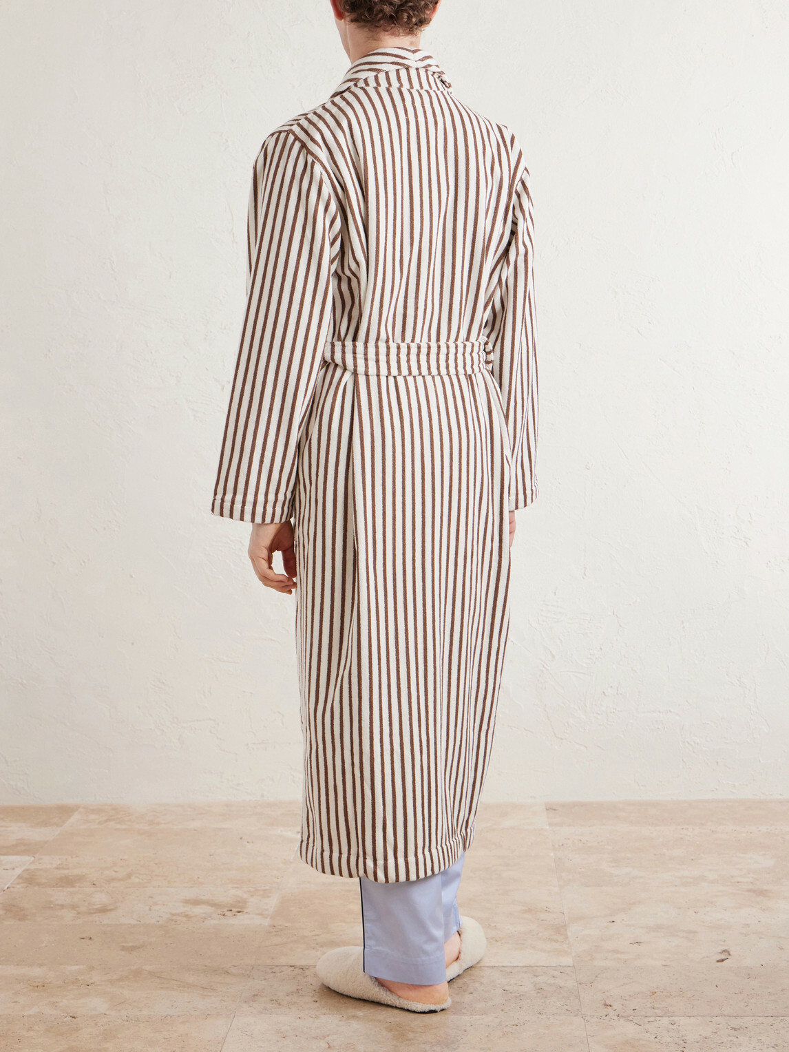TEKLA - Belted Striped Organic Cotton-Terry Robe - Neutrals