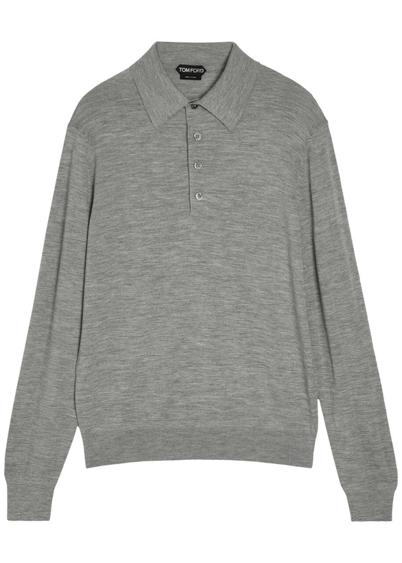 Photo: Tom Ford Fine-knit Wool Polo Jumper Grey