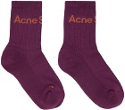 Acne Studios Burgundy Logo Socks